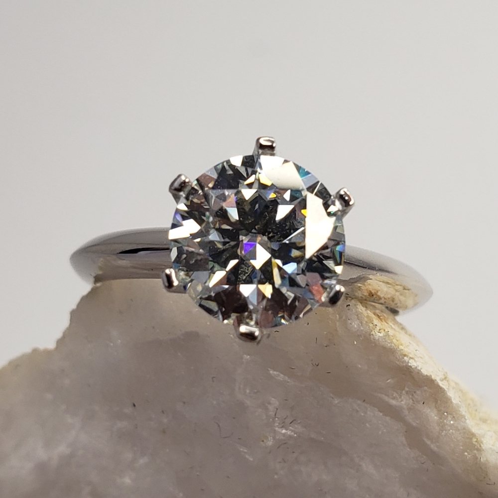 Size 5.5, New 2Ct Moissanite Solitaire Ring, 925 Silver with Certificate